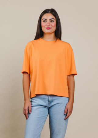 camiseta exclusiva de algodon premium supima, chica, color naranja